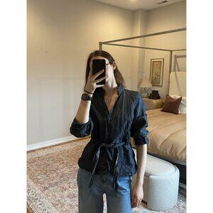 Attention Chambray Snap Button-Up Top Size Small – Lightweight Denim Look Shirt